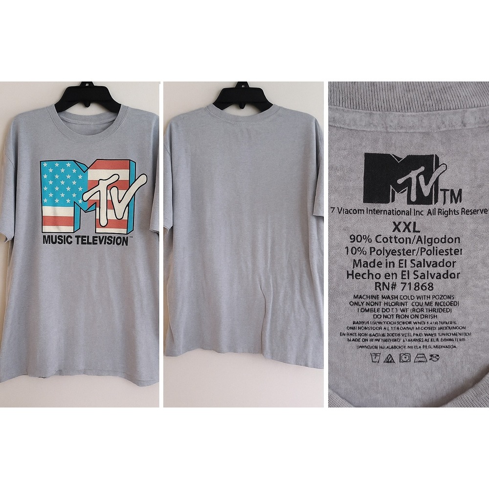 MTV  Size XXL Unisex T-Shirt Retro Music Graphic Iconic Flag Y2K Pop Culture